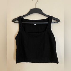 Old Navy linen blend Black Square-Neck crop Top